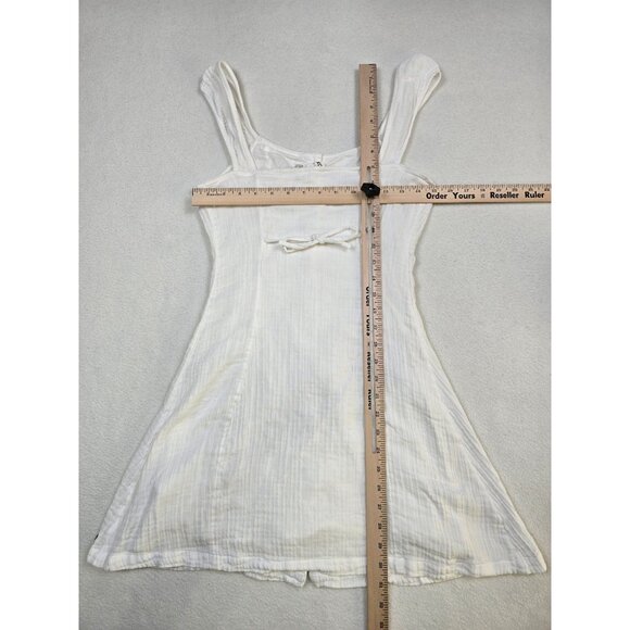 Roxy White Button-Front Sleeveless Mini Dress S 100% Cotton Boho Beachy Romantic - Picture 4 of 4